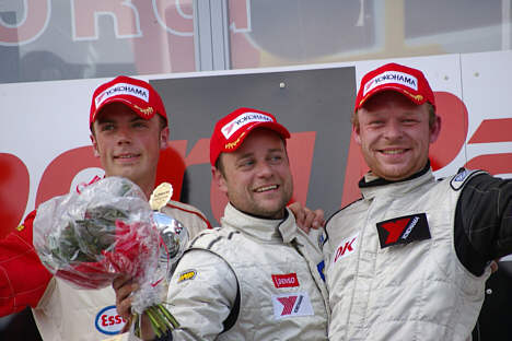 De tre kørere der p.t. præger OK Saxo Cuppens sejrspodiet: Tommy Nygaard (tv), Claus Christensen og Dan Birkelev (th). (Foto: Saxo Cup)